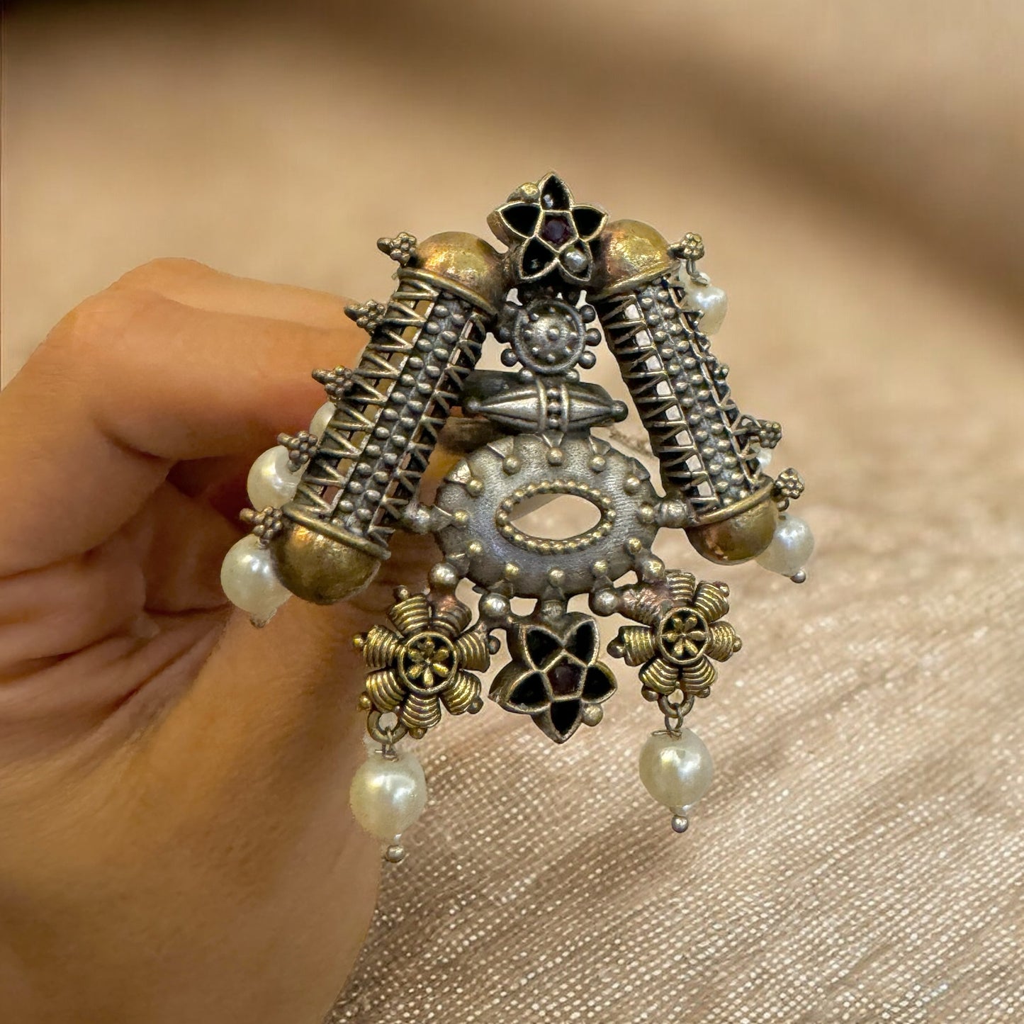 Rabih Big Sized Oxidized Ring