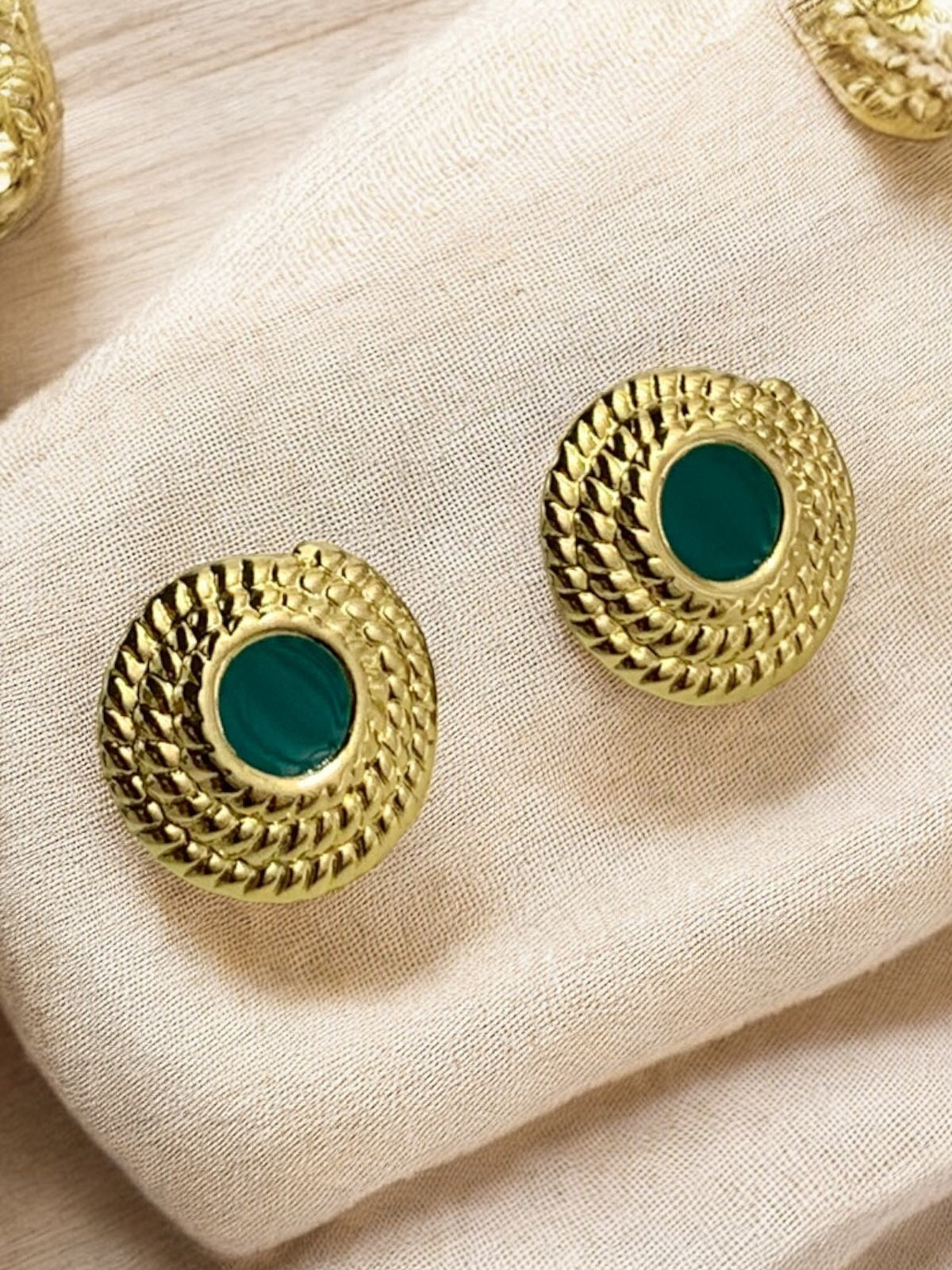 Ignite and Shine Green Stud Earrings