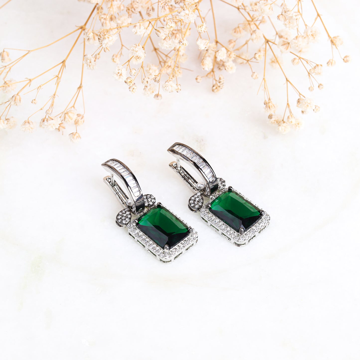 Shiloh Emerald Diamond Earrings