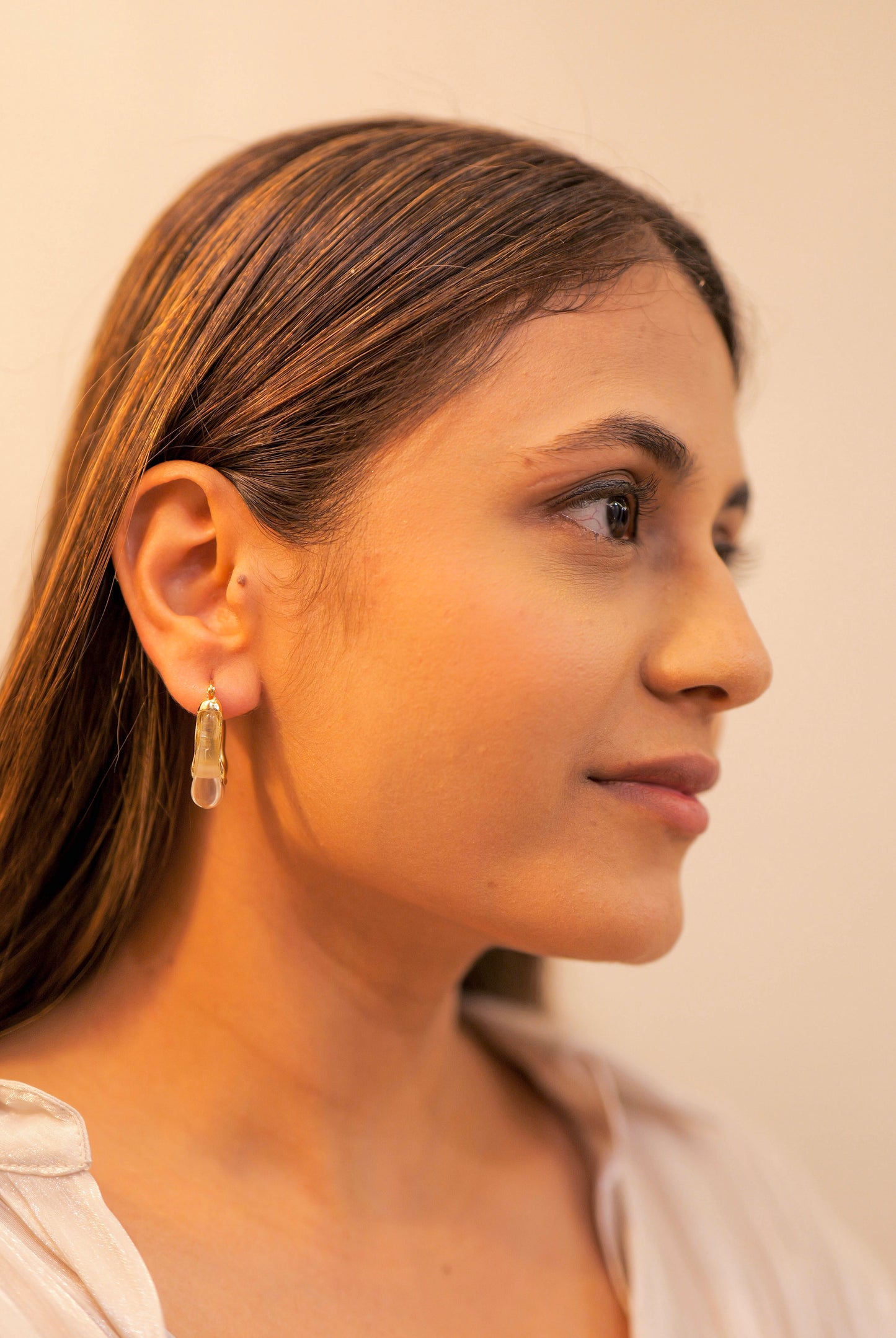 Amber white Earrings
