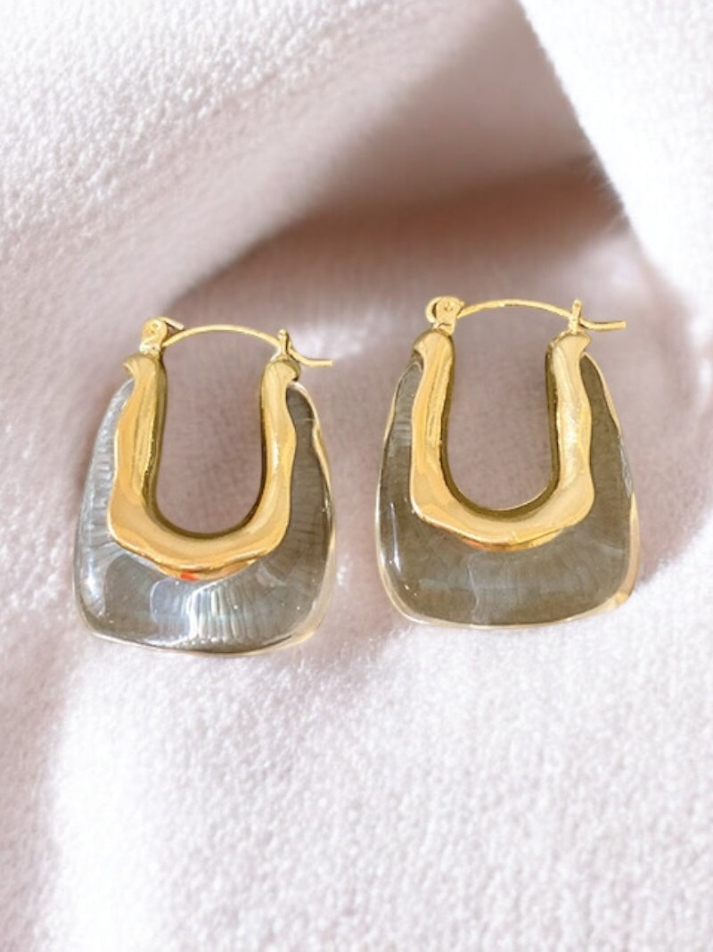 Amber white Earrings