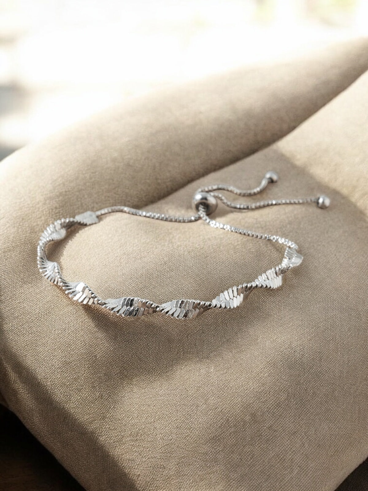 Aurelia Twist Silver Drawstring Bracelet