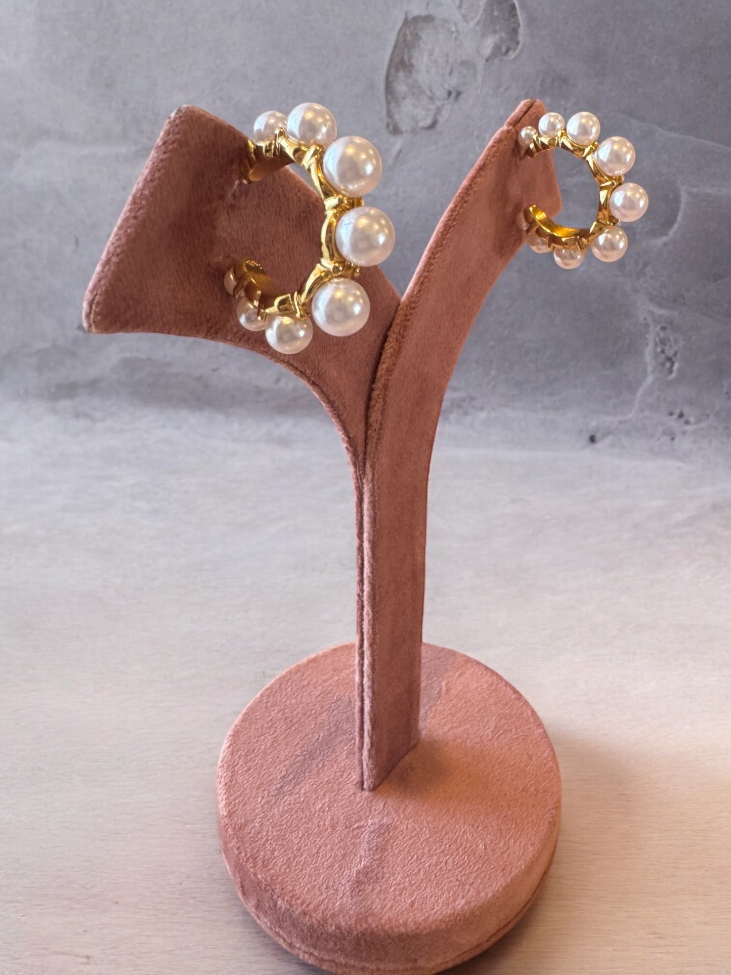 Pearl Casacade Hoop Earrings