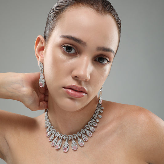 Opulent Pink Diamond Necklace Set