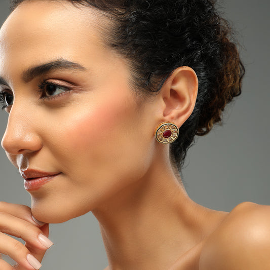 Mira Ruby Polki Earrings