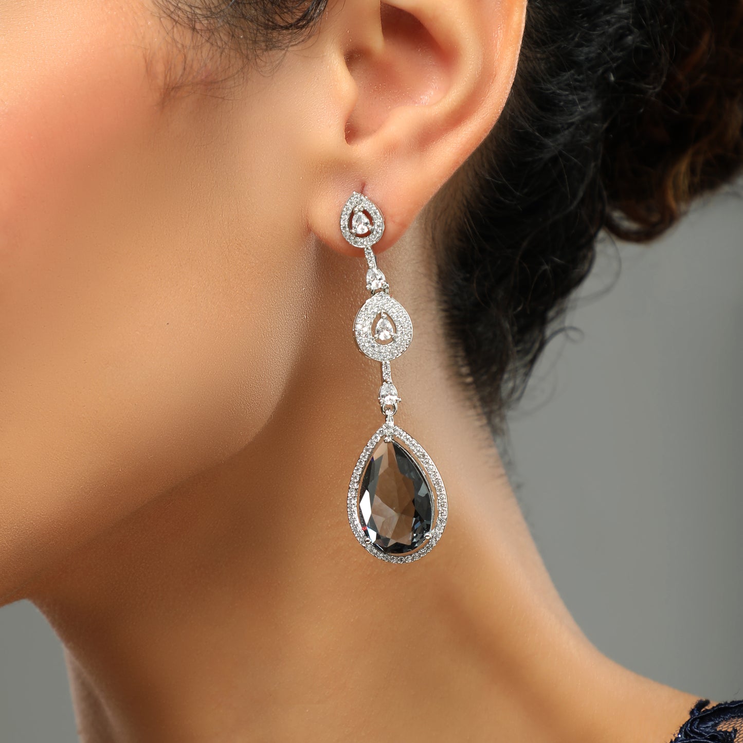 Gemstone Drop Diamond Earrings