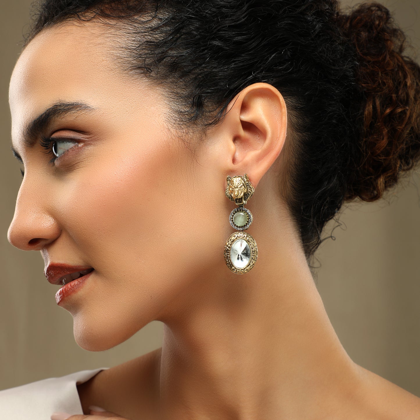 Equisite Gold Plated Stone Studded Earrings