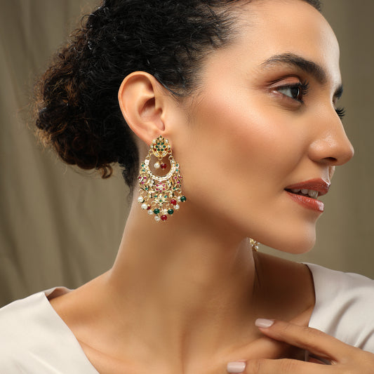 Naayab Multicolour Jadau Earrings