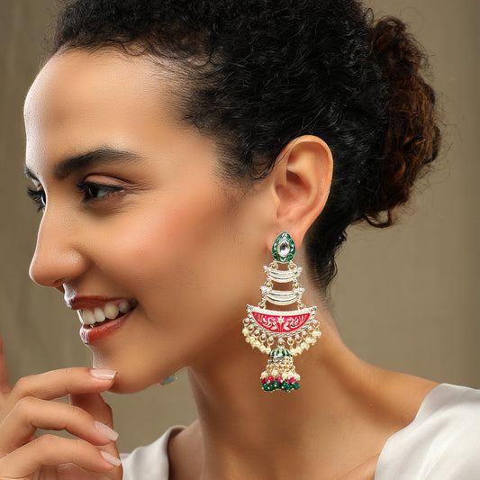 Thirza Meenakari Long Earrings