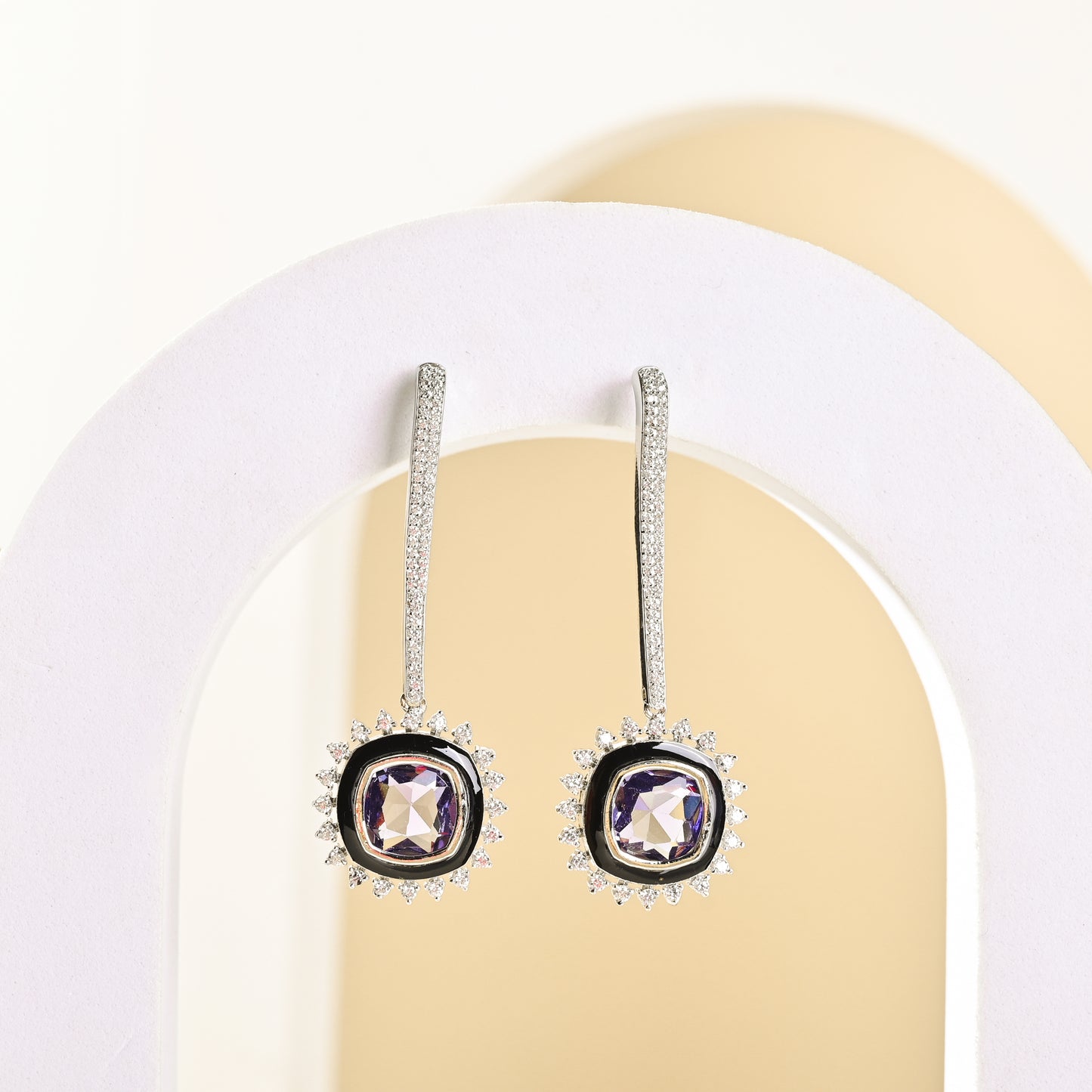 Luminous Purple Diamond Earrings