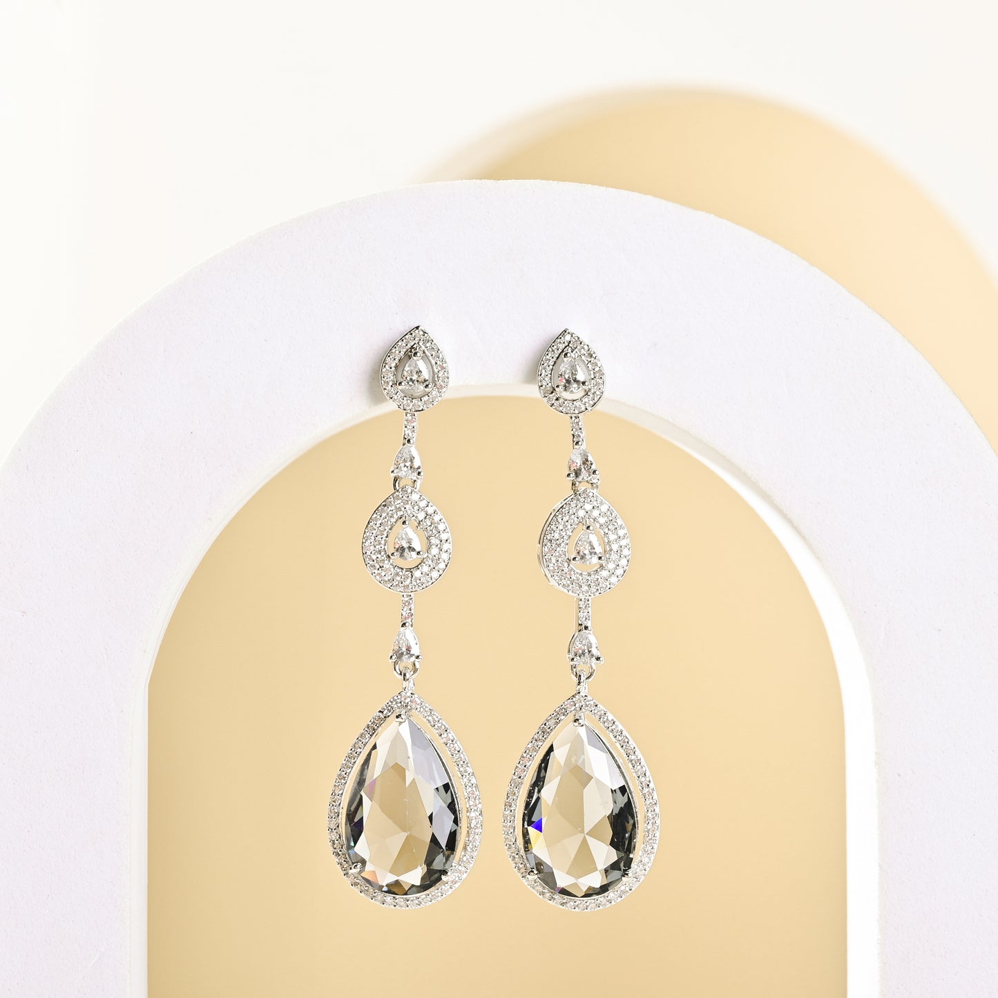 Gemstone Drop Diamond Earrings