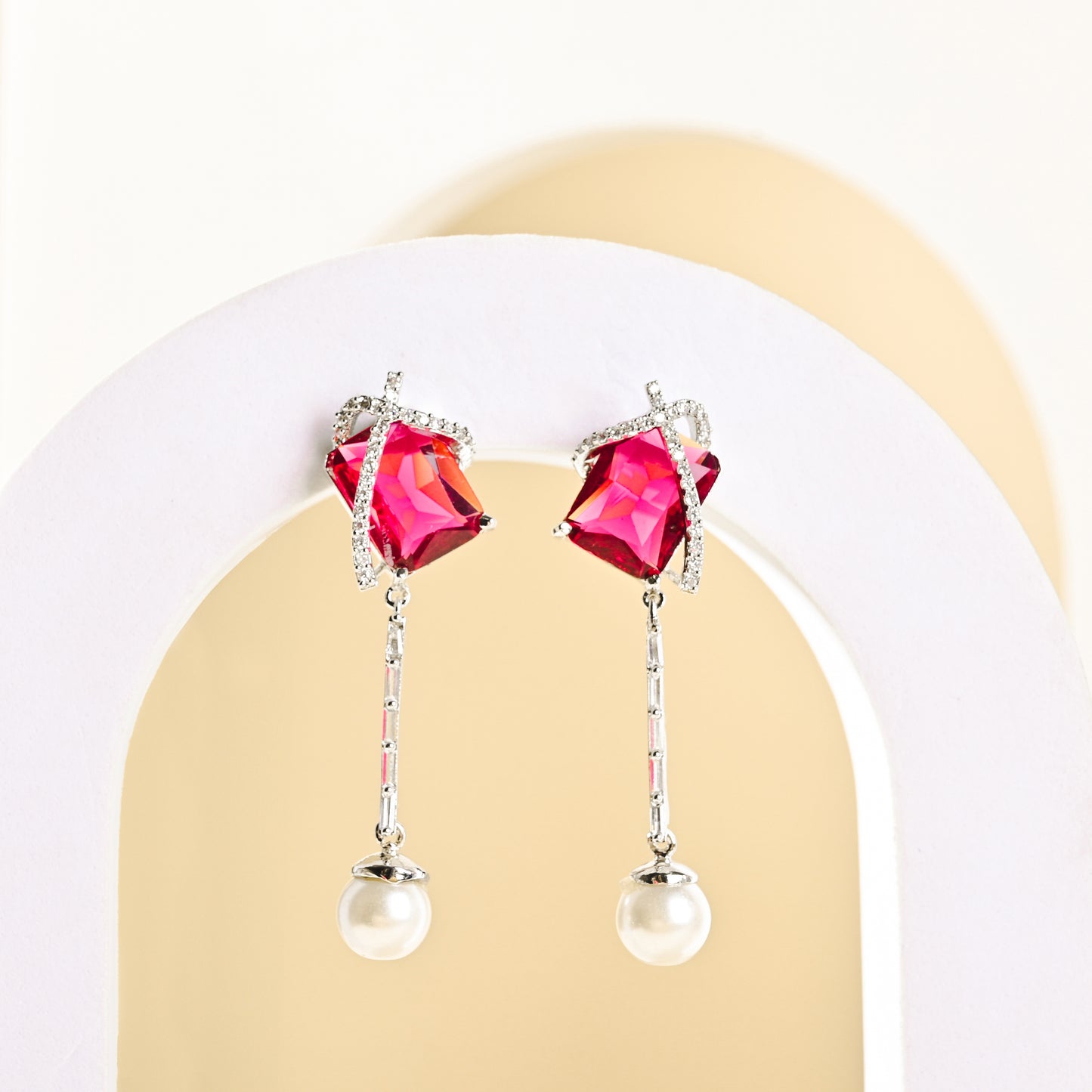 Galaxy Pearl Hanging Diamond Earrings