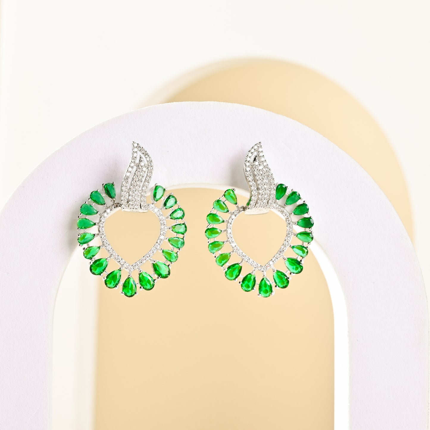 Charm Green Diamond Studded Earrings