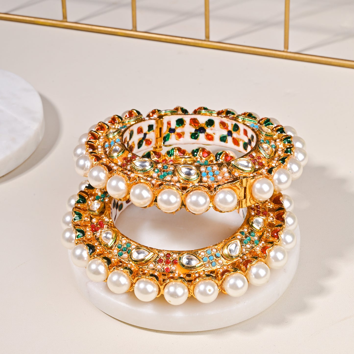 Nirali Kundan Studded Pearl Kada
