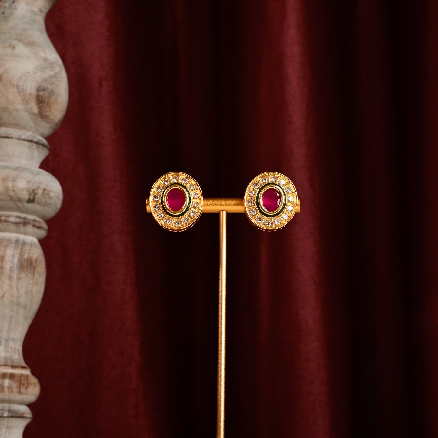 Ishtaa Ruby Polki Studs