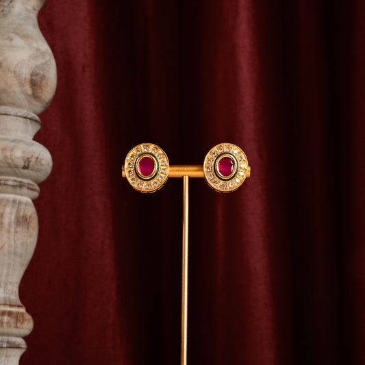 Ishtaa Ruby Polki Studs