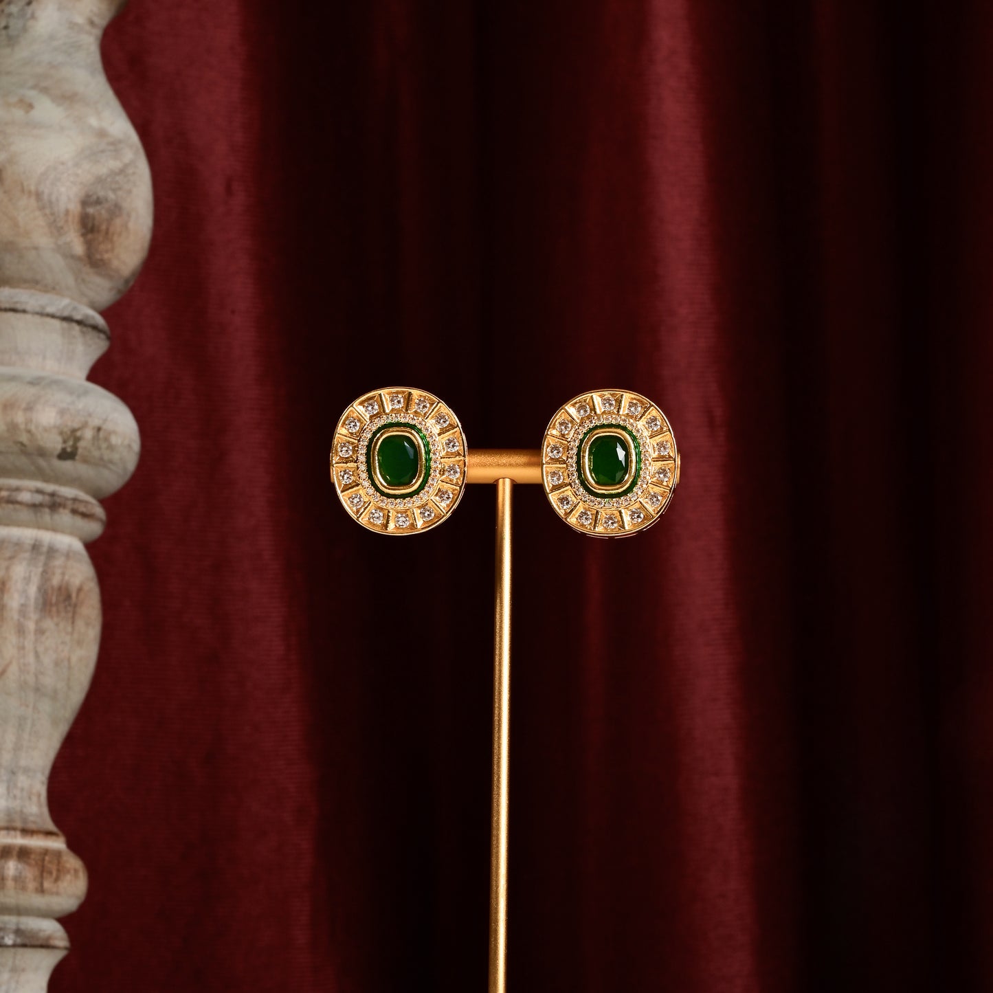 Kalini Emerald Polki Earrings