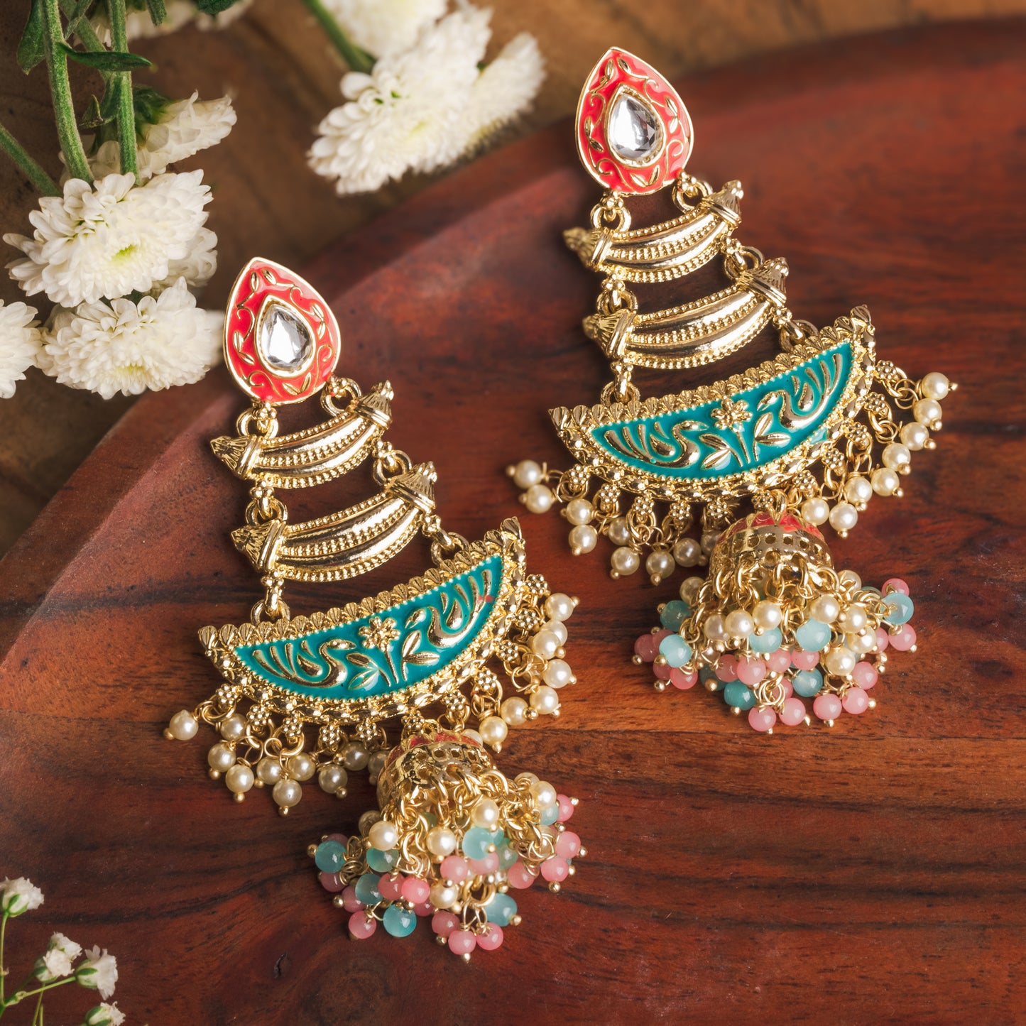 Thirza Meenakari Long Earrings