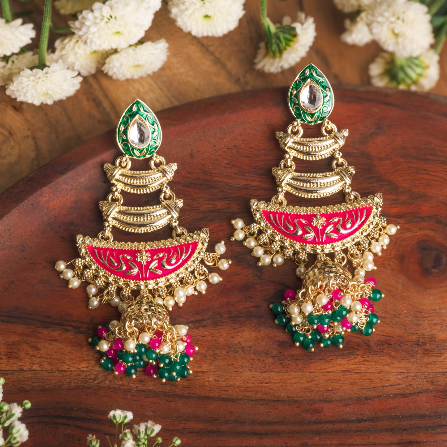 Thirza Meenakari Long Earrings