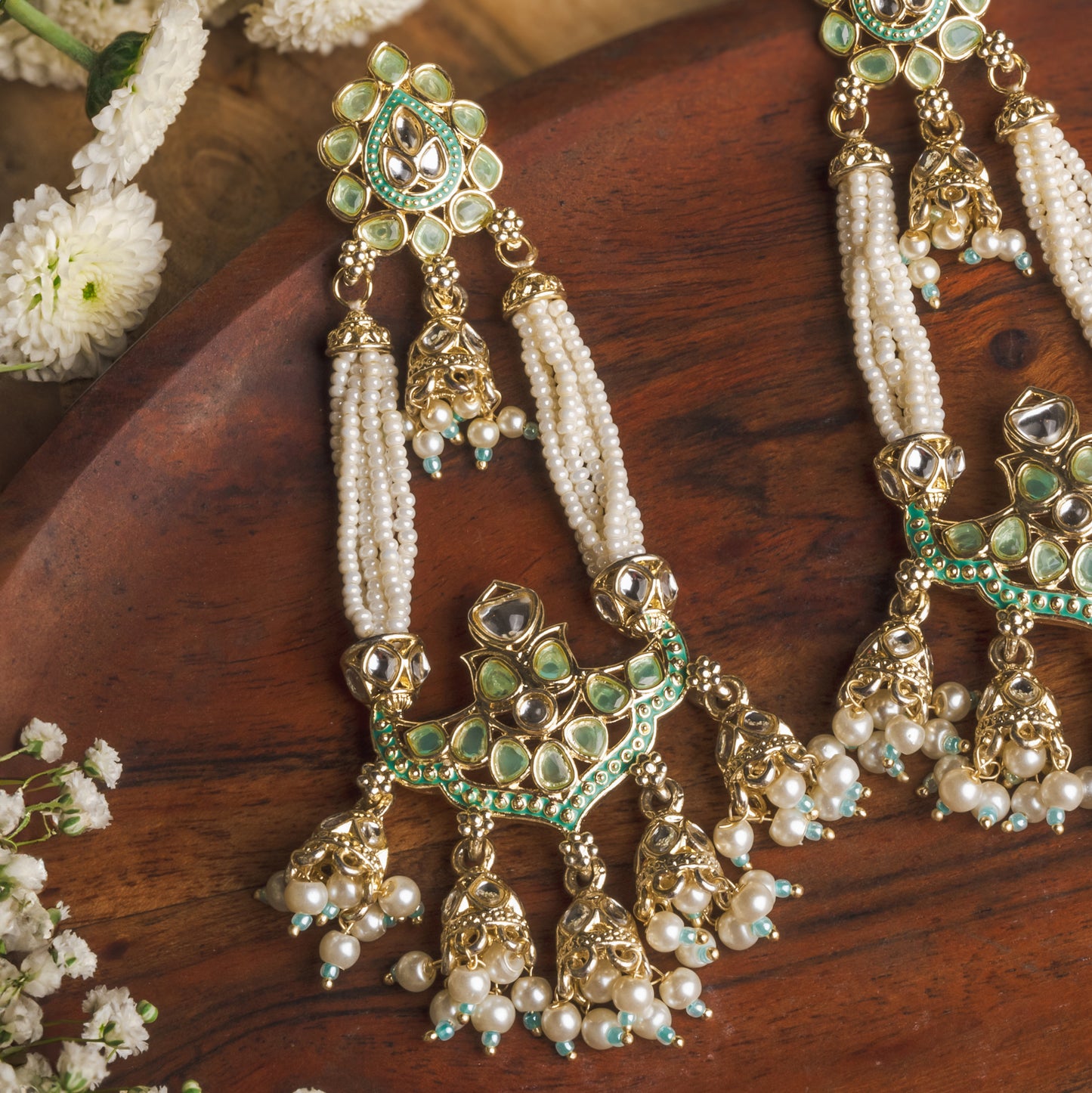 Nikhat Kundan Studded Long Earrings