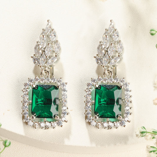 Ornate Emerald Diamond Earrings