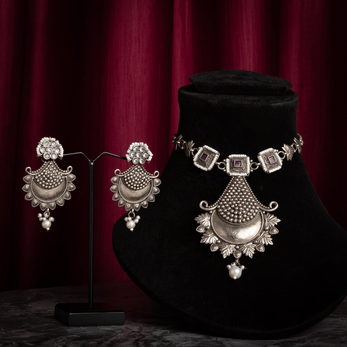 Sheva Oxidized Necklace Set