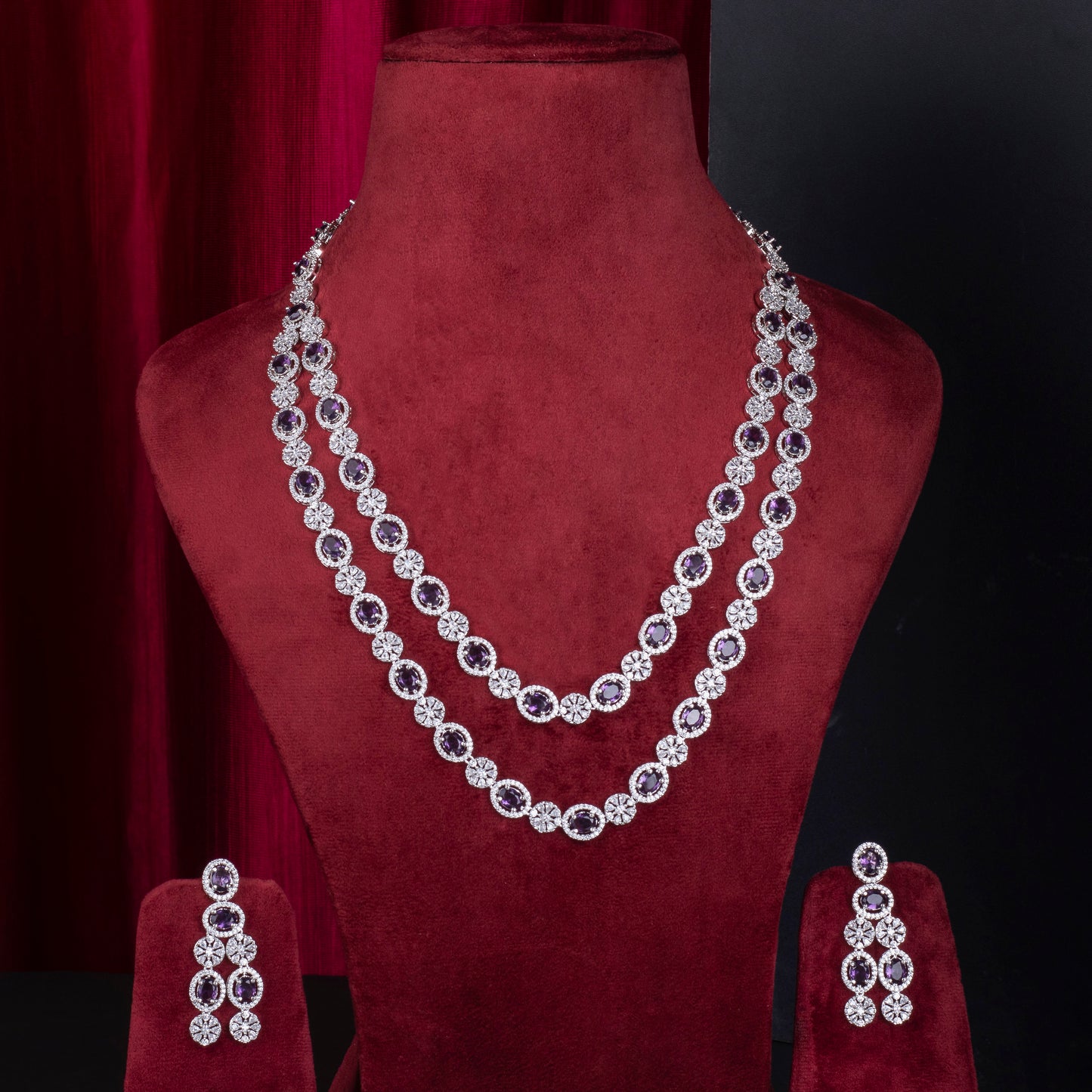 Damson Purple Long Necklace Set