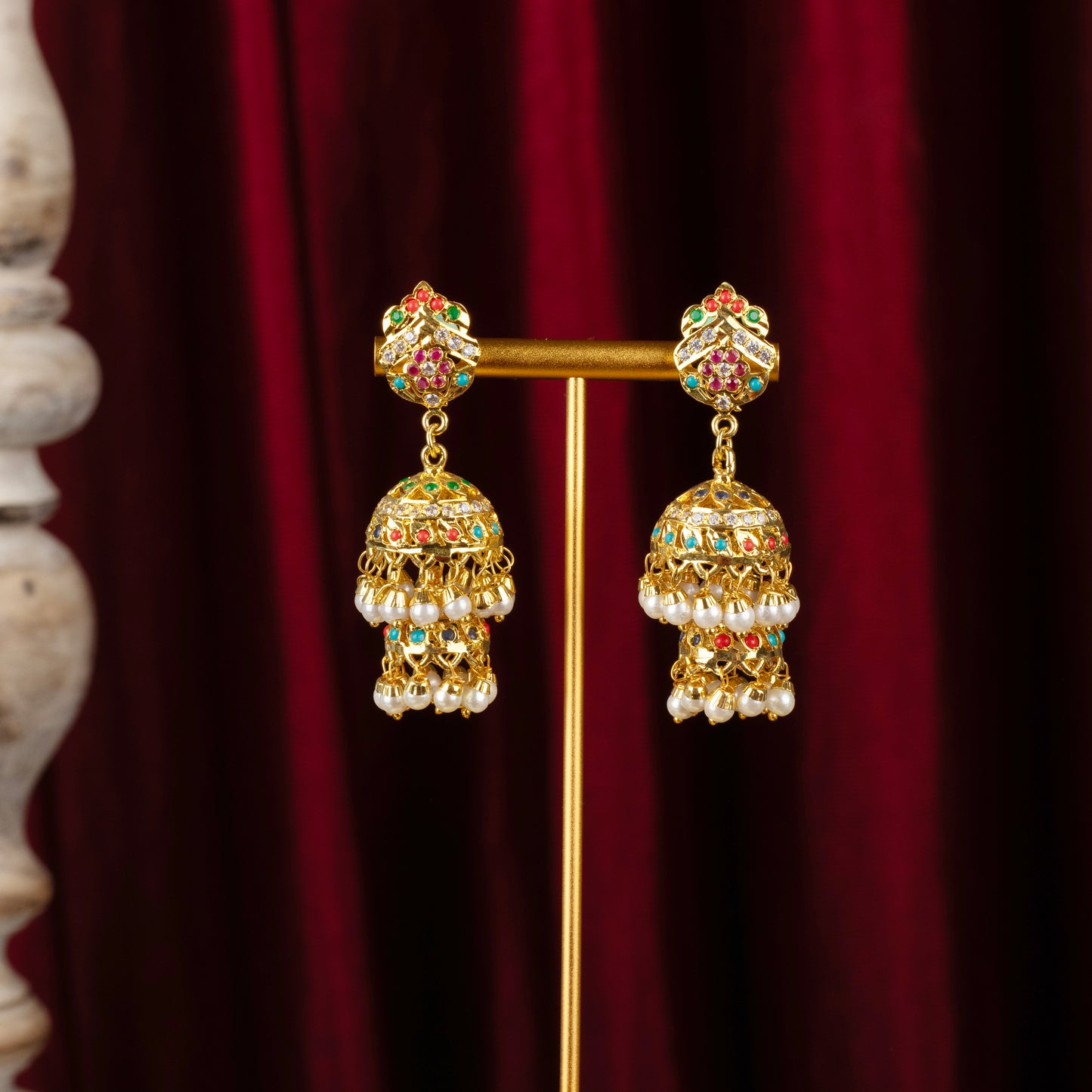 Aatish Pearls Multicolour Jadau Earrings