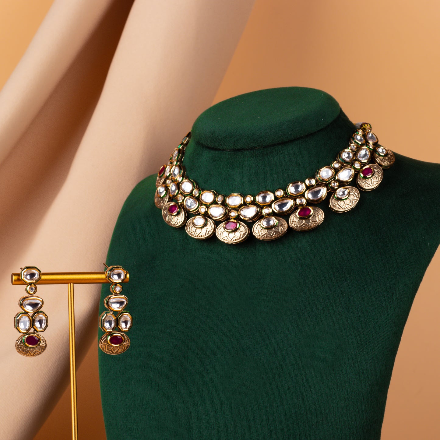 Samsiddhi Intricate Set Studded With Kundan Stones