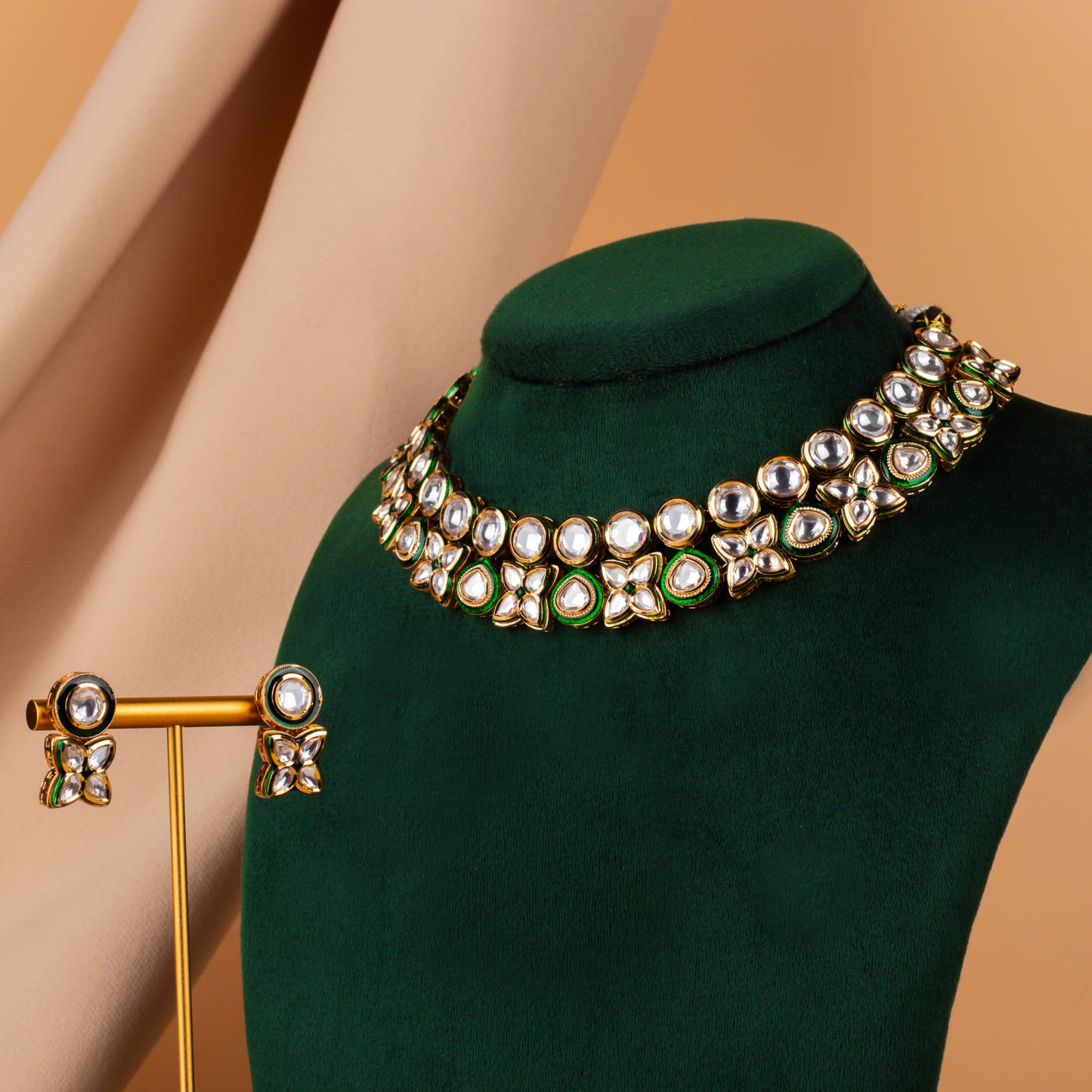 Latika Kundan Polki Emerald Set