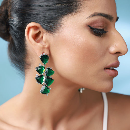 Embellished Emerald Stone Earrings