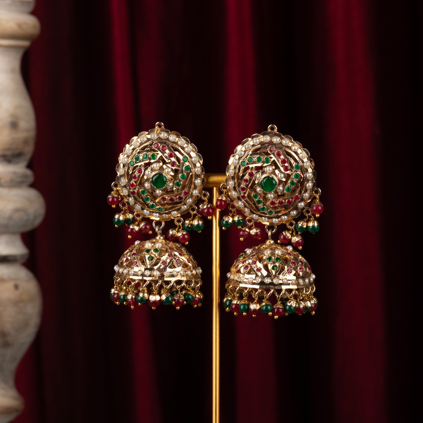 Jhalak Pearls Jadau Multicolour Jhumka Earrings