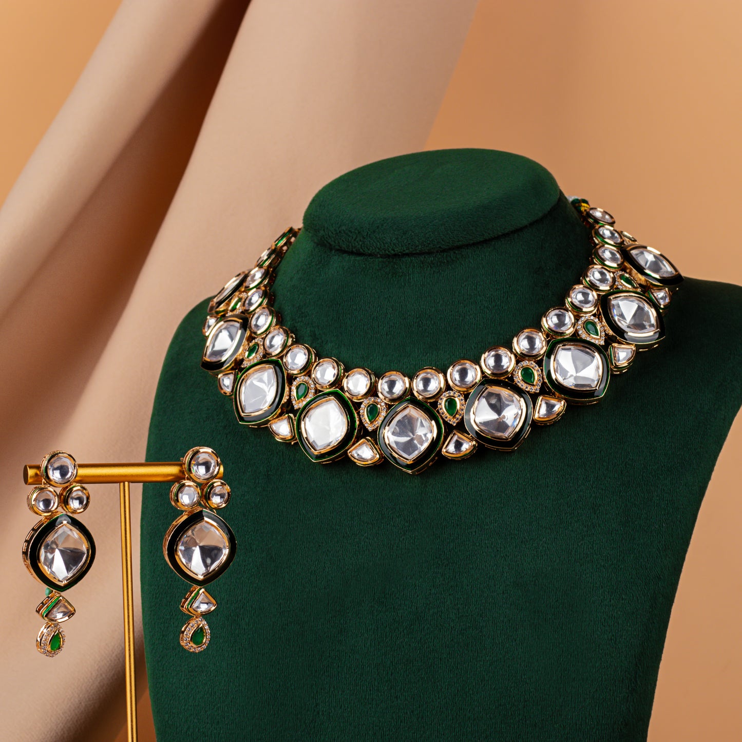 Haya Kundan Polki Emerald Choker Set