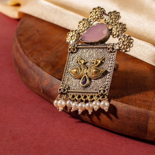 Aabru Big Sized Oxidized Ring