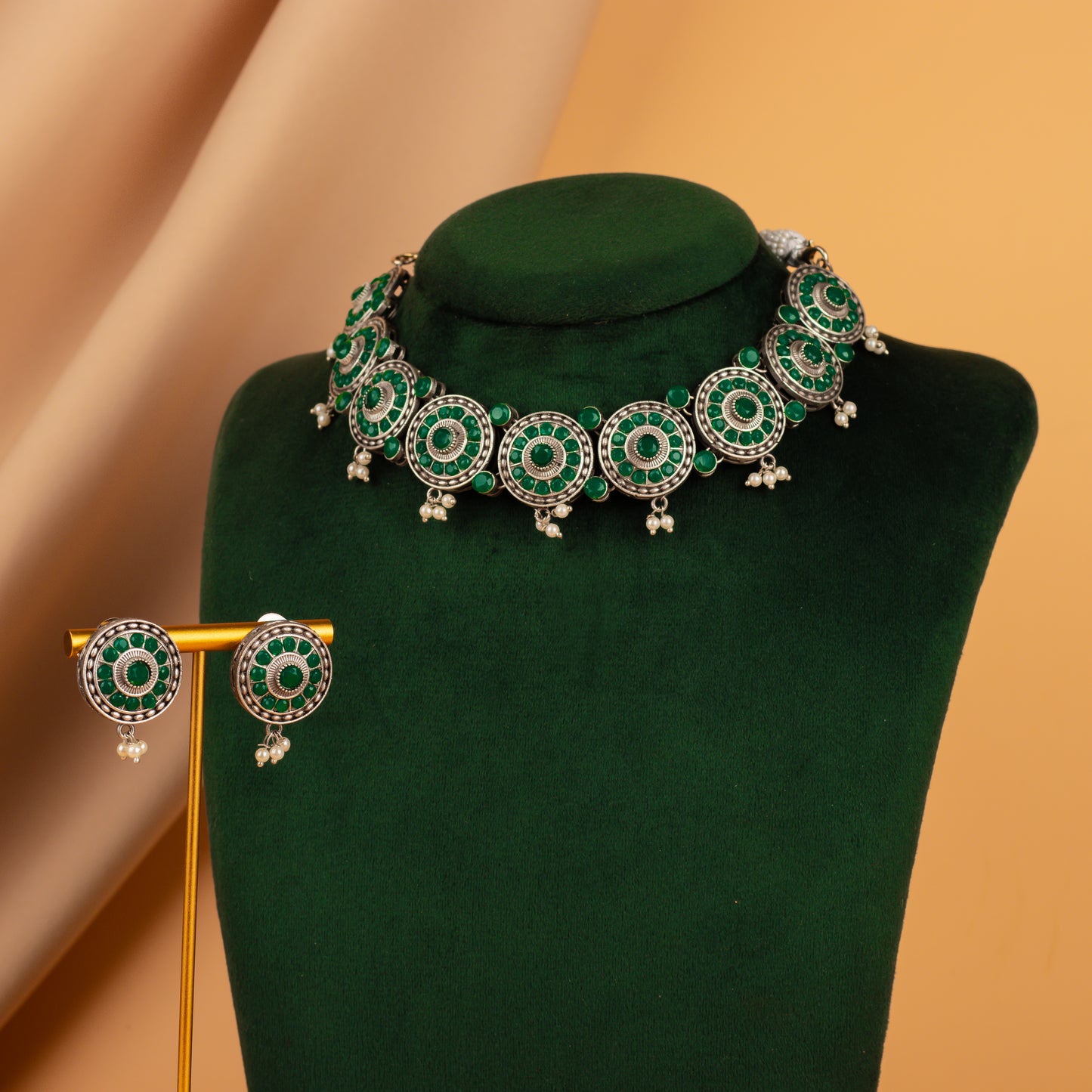 Bloom Oxidized Choker Set