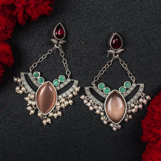 Zohra Oxidized Beaded Earrings