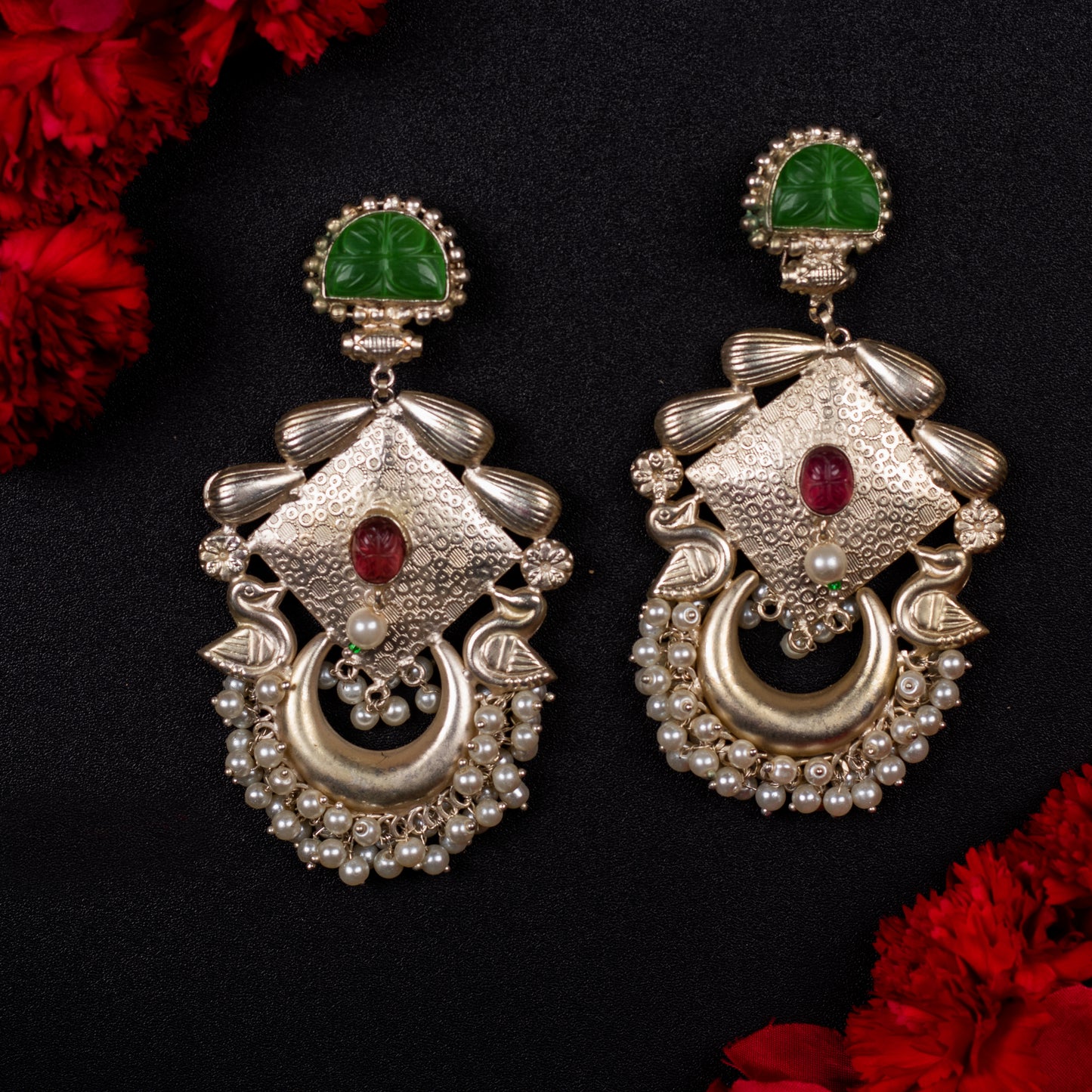 Inaara Big Sized Oxidized Earrings