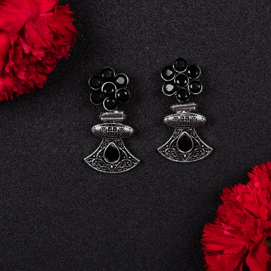 Hrutvi Stone Studded Oxidized Earings