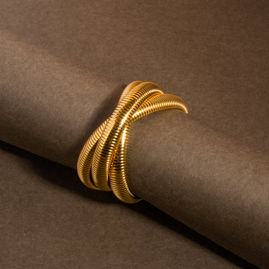 Miorah Gold Plated Three Layered Twisted Bracelet