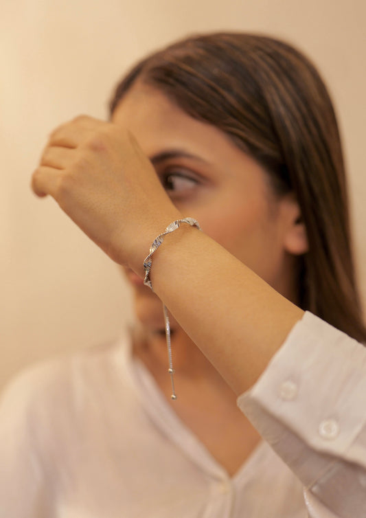 Aurelia Twist  Silver Drawstring Bracelet