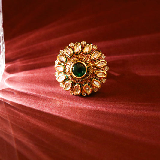 Tavisa Emerald Kundan Ring