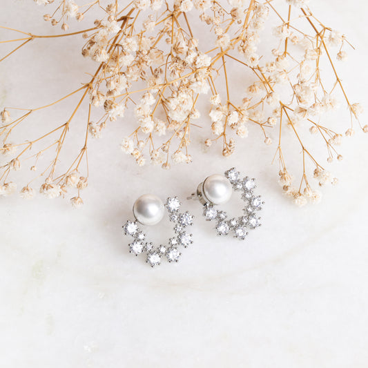 Aubrey  Pearl Diamond Studs