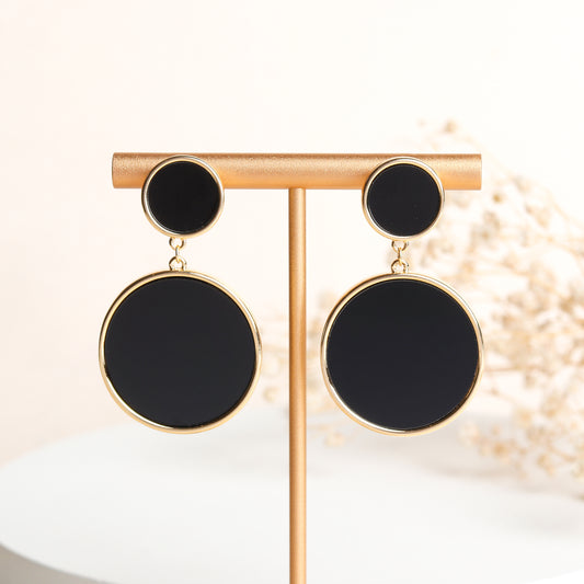 Riella Round Black Earrings