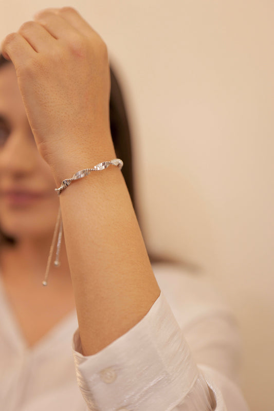 Aurelia Twist  Silver Drawstring Bracelet