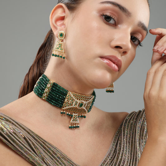 Masakali Emerald Jadau Choker Set