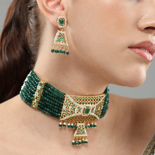 Masakali Emerald Jadau Choker Set