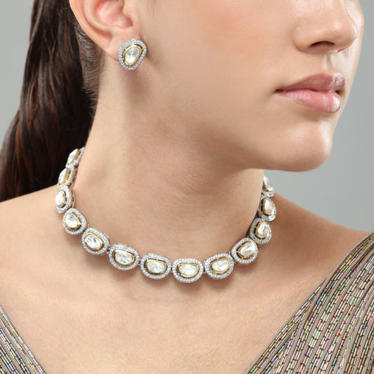 Charisma Single Liner Silver White Polki Set