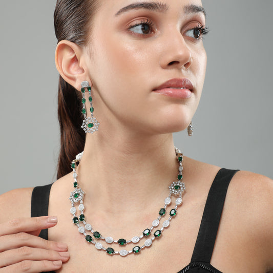 Glamour Green Diamond Necklace Set