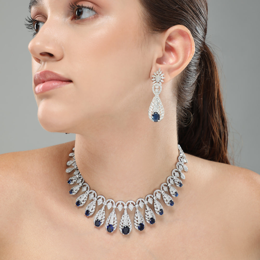 Celestial Blue Diamond Necklace Set