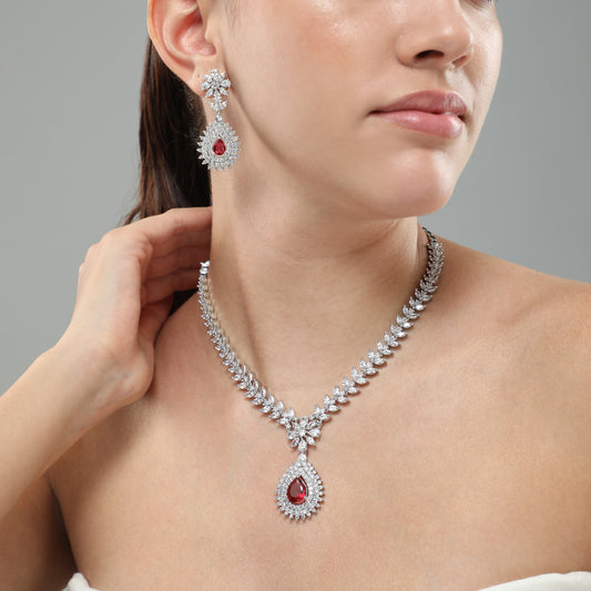 Mystique Red Diamond Necklace Set